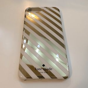 Kate Spade White and Gold Striped Phone Case